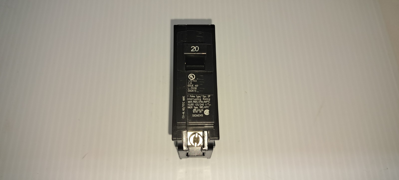 SIEMENS ITE Q120 1 POLE 20 AMP 120 VOLT PLUG IN CIRCUIT BREAKER NEW