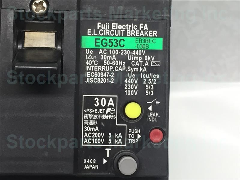 Fuji Electric FA EG53C EB3BEC-030B E.L. Circuit Breaker 30A 30 Days Warranty