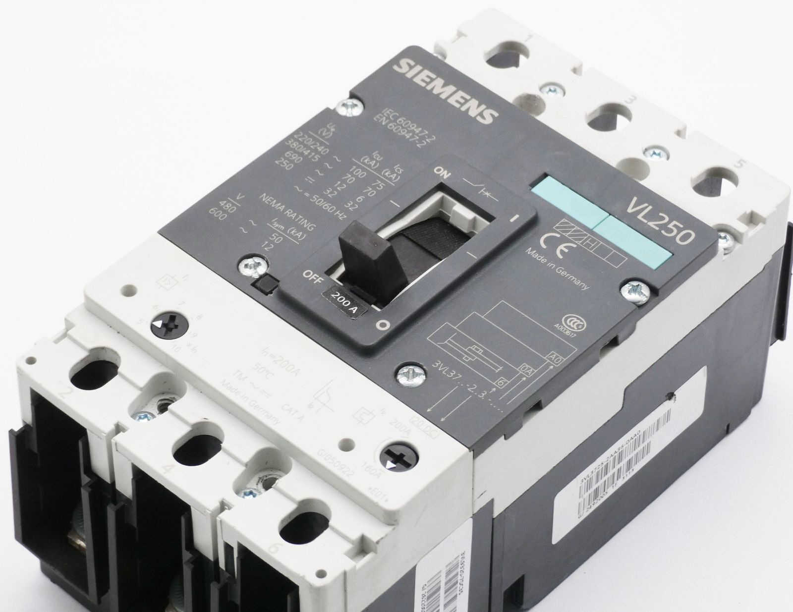 Siemens 3VL3720-2DC36-0AA0 3VL3 720-2DC36-0AA0 E:01 Circuit Breaker -used-