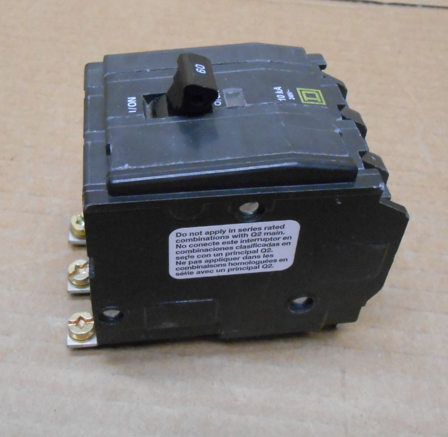 NEW SQUARE DQOB360 CIRCUIT BREAKER 60A 60 AMP 3P 3 POLE 240VAC BOLT-ON YELLOW
