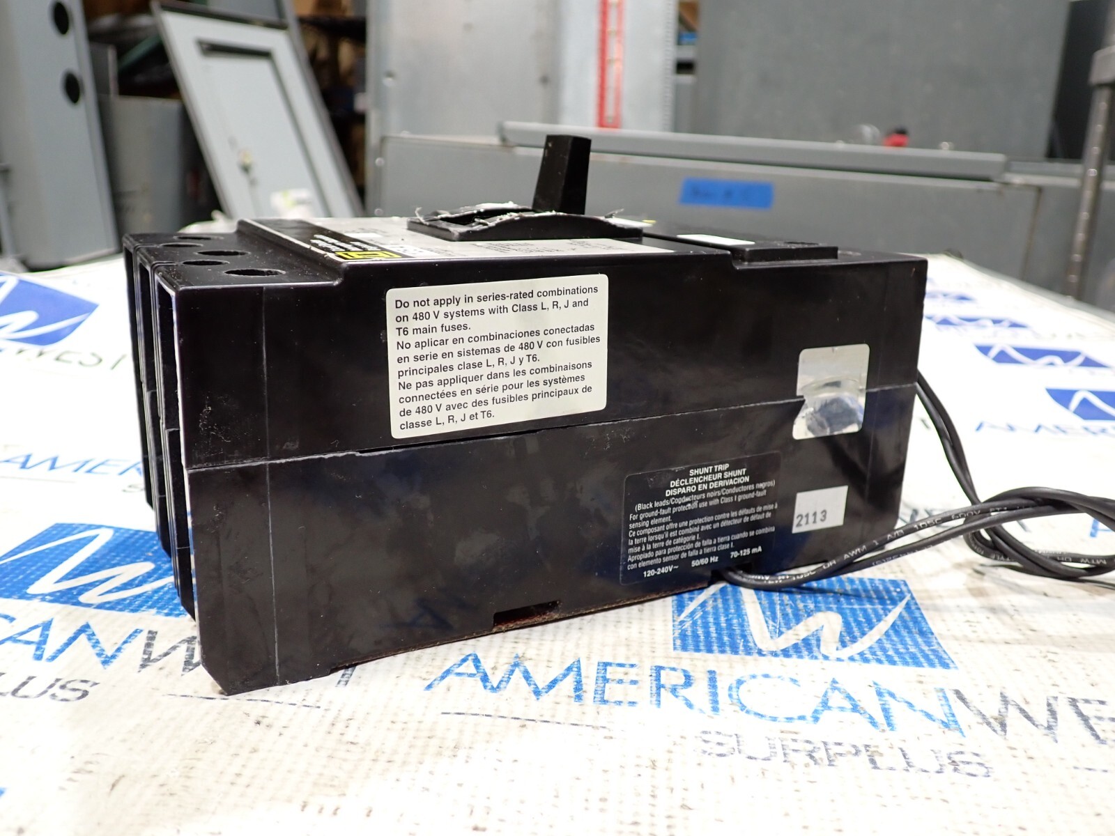 Square D KAL361251021 Circuit Breaker 125 Amp 3 Pole 600V Shunt Trip 120V Tested