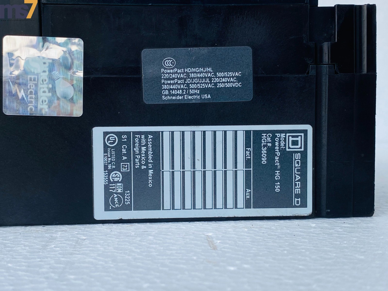 SQUARE D POWERPACT HG 150 HGL36090 CIRCUIT BREAKER 90AMP3 POLE