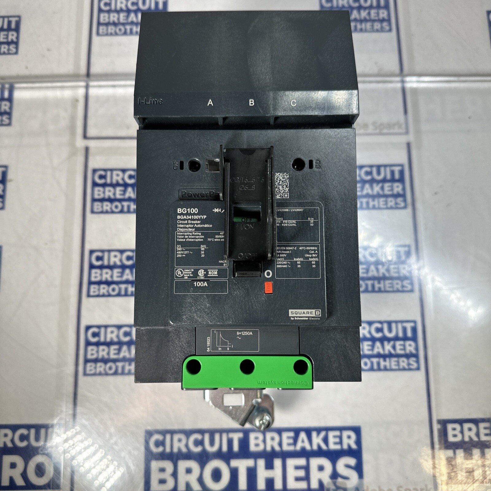Square D BGA34100YYP 100 Amp 480V 3 Pole Circuit Breaker-Warranty (New Take Out)