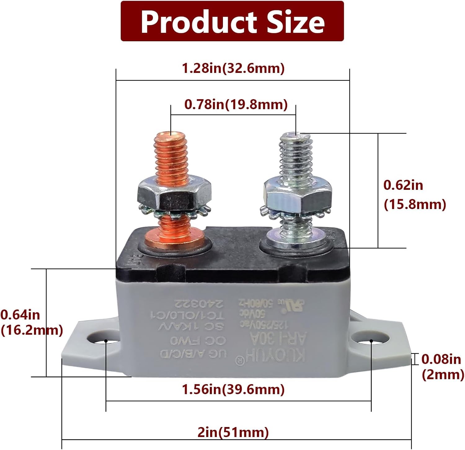 Auto Reset Circuit Breaker, Stud Type Circuit Breakers with Cover, 12V – 24V DC
