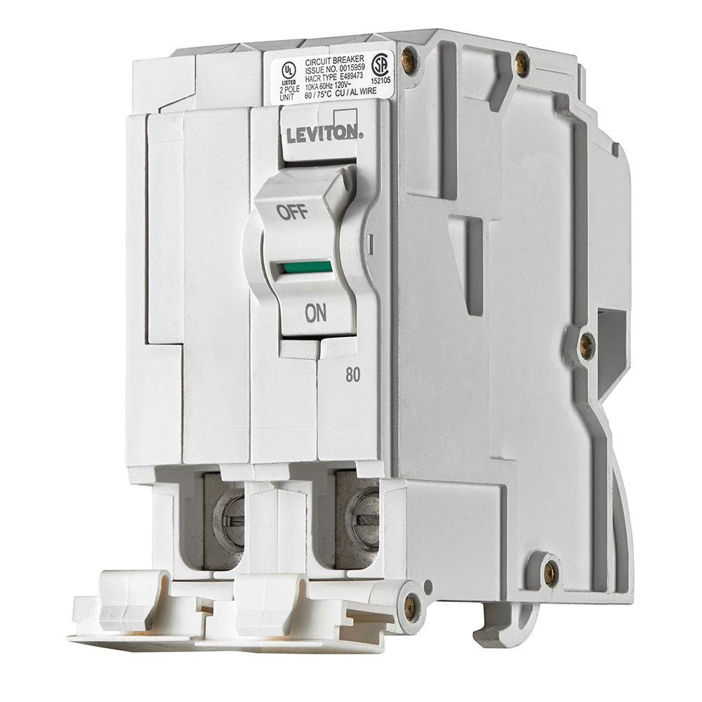80A 2-Pole Plug-On Standard Branch Circuit Breaker, Hydraulic Magnetic, 120/2…
