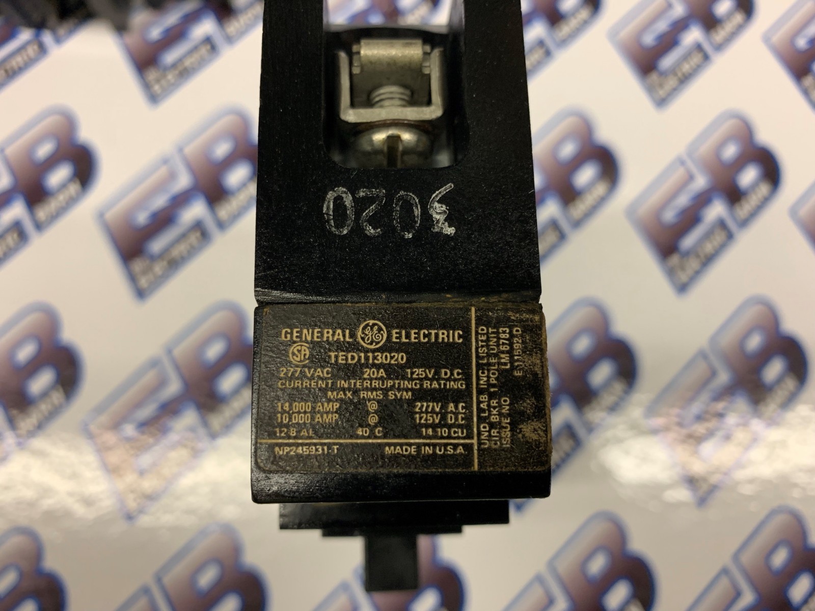 GE TED113020 Circuit Breaker 20 Amp 277 Volt 1 Pole Black 14 Kaic