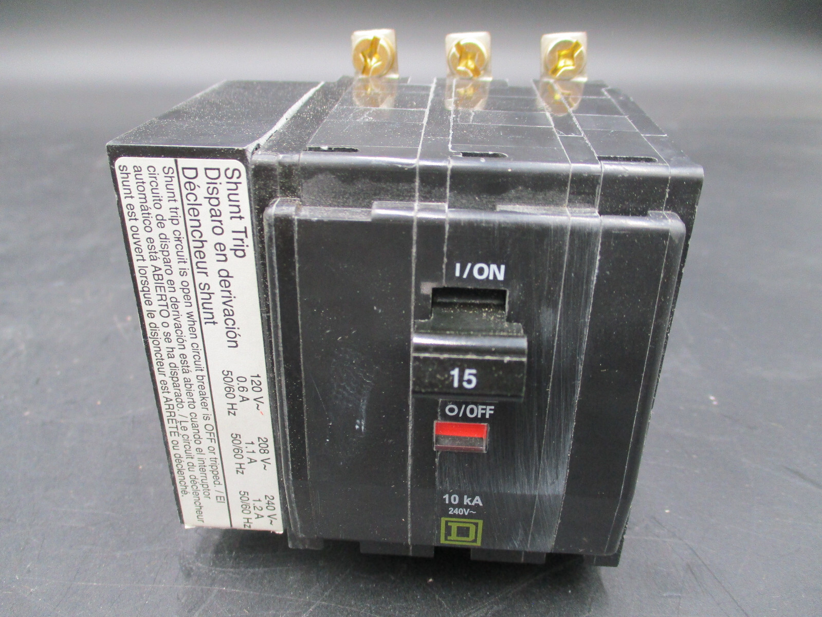 SQUARE D QOB315-1021 3-P 15A 120/240V SHUNT TRIP CIRCUIT BREAKER ‘SAMEDAY SHIP’