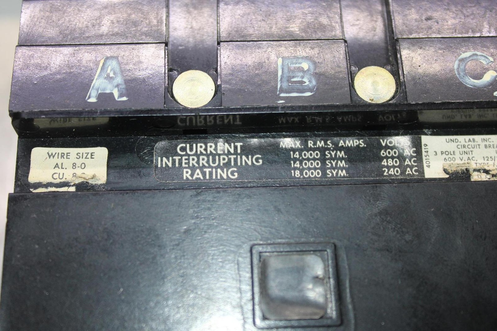 SQUARE D I-LINE CIRCUIT BREAKER FA36050 50 AMP 600 VAC 3-POLE