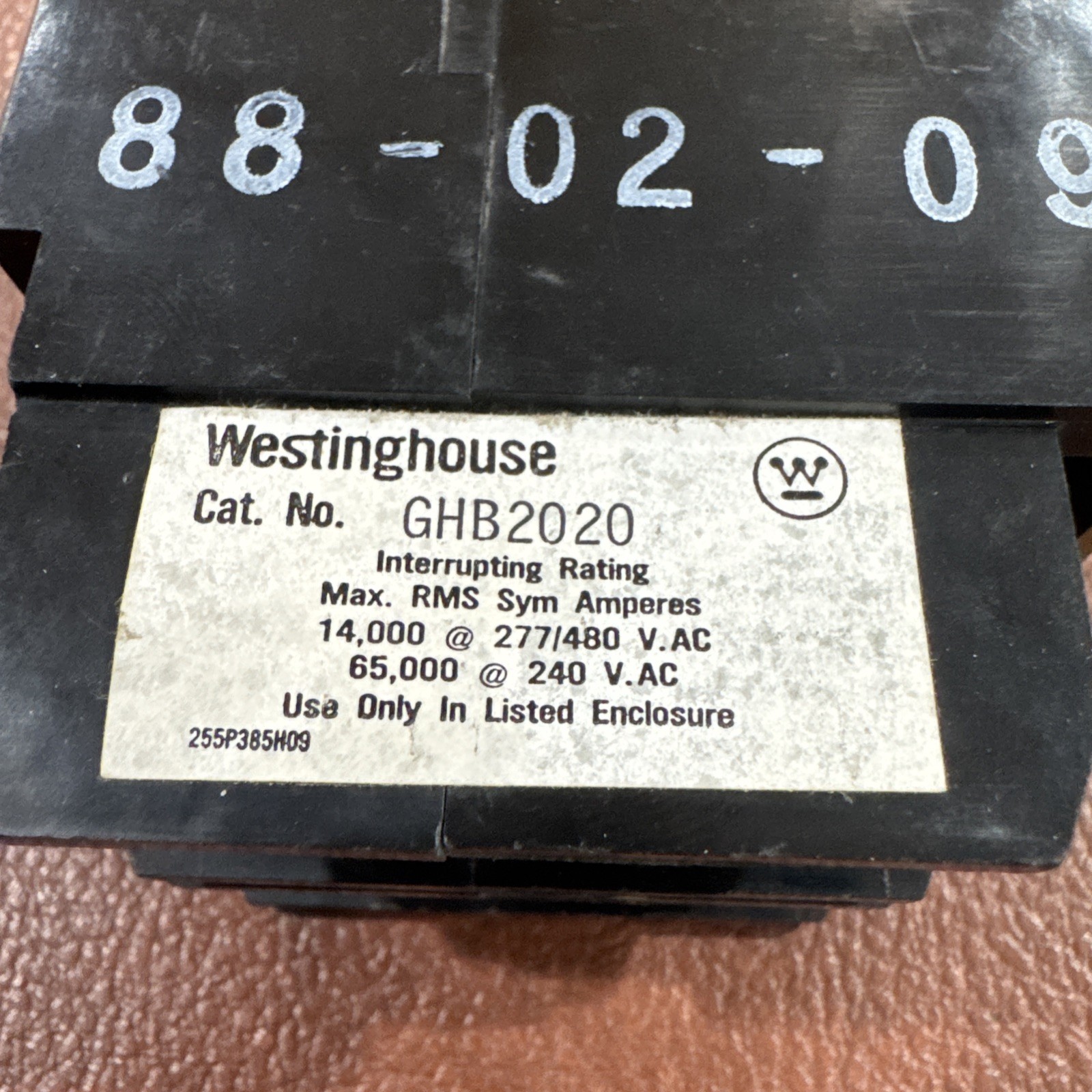 Westinghouse GHB2020 20A 2P Circuit Breaker 277/480 VAC GHB 20 Amp 2 Pole HACR
