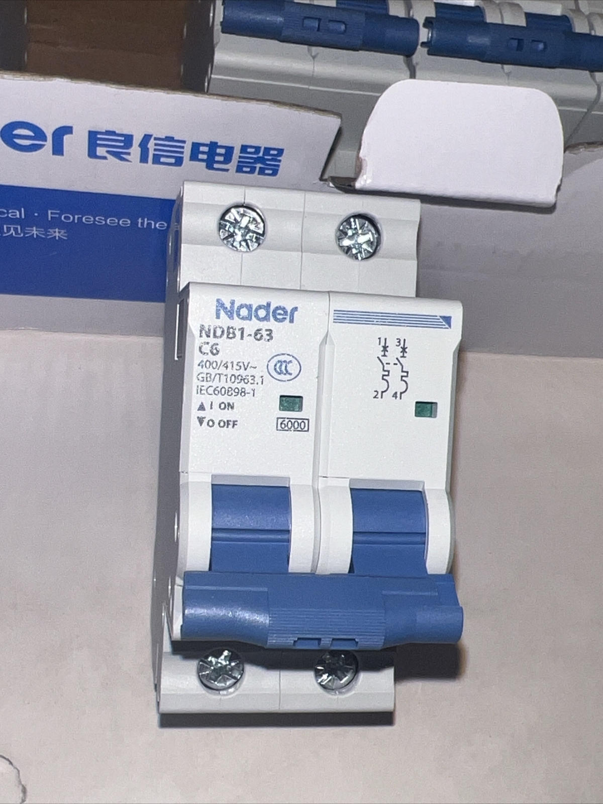 6 Pac Nader NDB1-63 C6 , 2 Pole Circuit Breaker 400/415V . New & Free Shipping