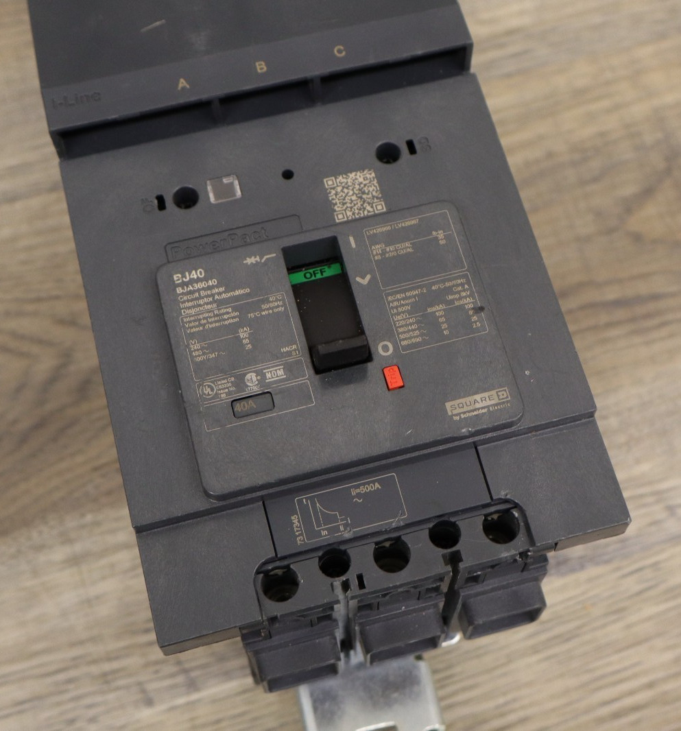 Powerpact BJ40 Line Circuit Breaker 40A 600Y/347 MISSING COVER PLATE