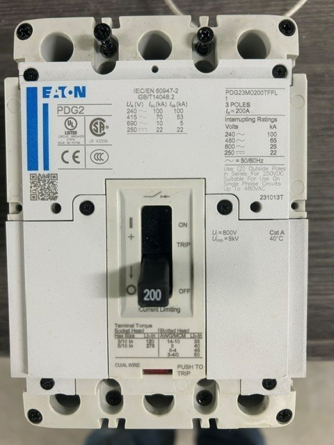 Eaton PDG23M0200TFFL 200A 600V Circuit Breaker – White