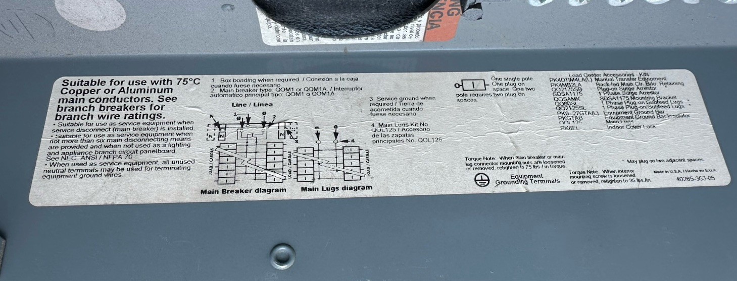 Square D QO112L125PGRB Load Center 12 Spaces 24 Circuit 125a Amp 1ph NEMA 3
