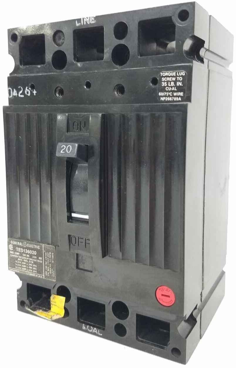 TED136020 GE 20 Amp 600 Volt Circuit Breaker – Next Day Option