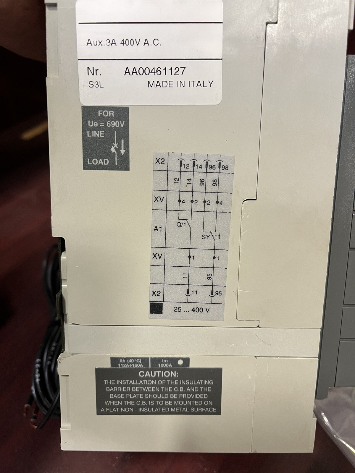S3L 50A SACE S3 Molded Case Circuit Breaker 1000VDC S3L160 Isomax 4P T/M IEC