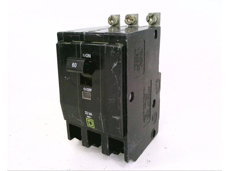 QOB360VH SQD MINIATURE QO SERIES 120/240 VAC 60 A BOLT-ON 3 POLE 22 KA NEW