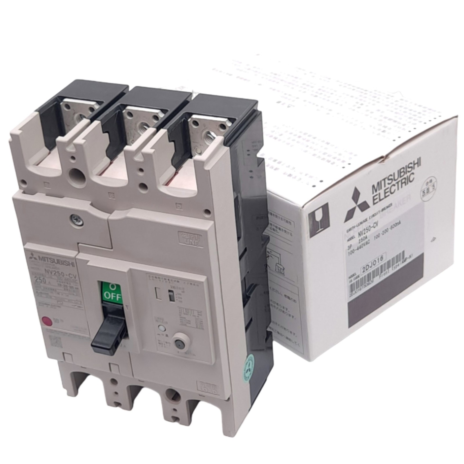 Mitsubishi NV250-CV 3P 250A Earth Leakage Circuit Breaker, 3-Pole, 250A, 440VAC
