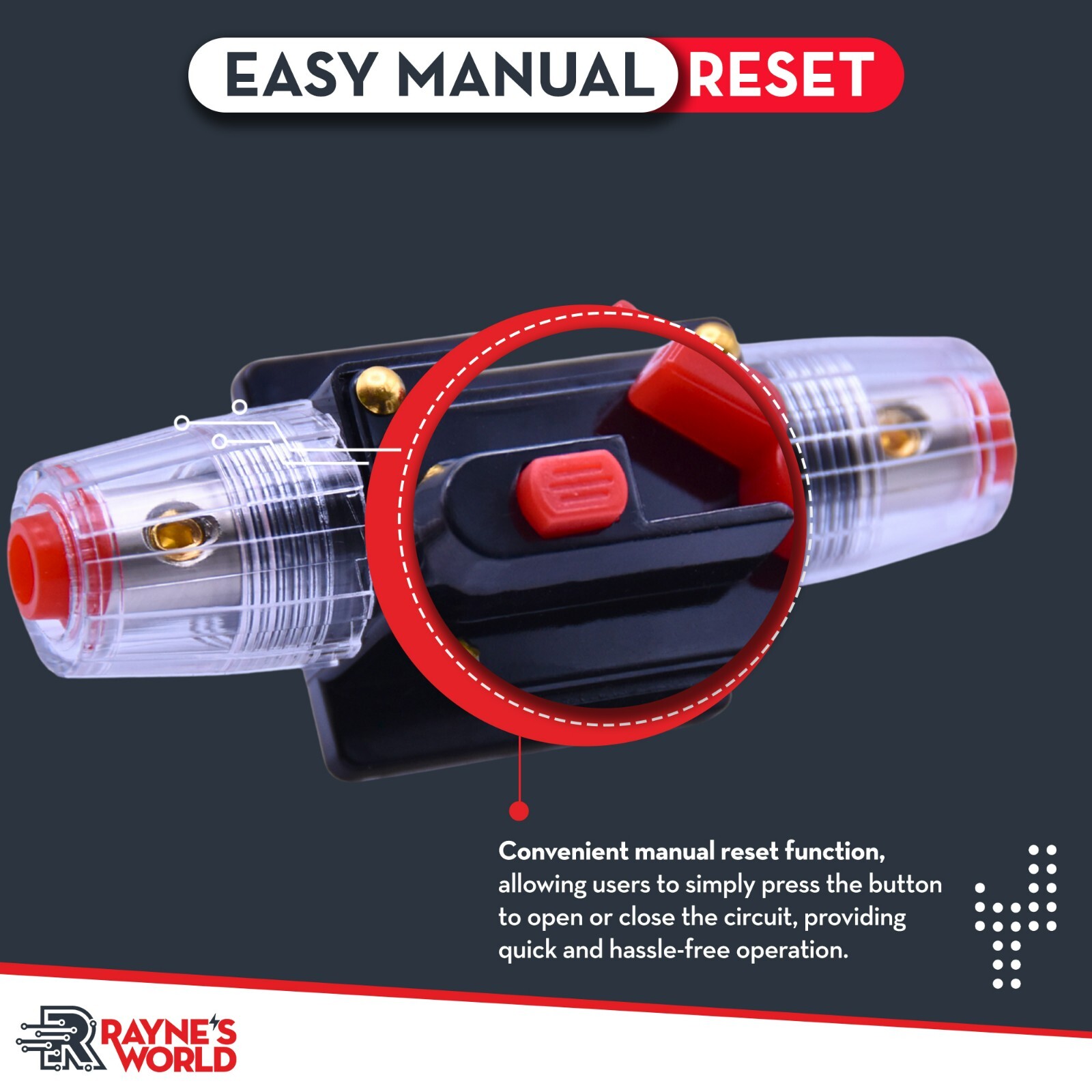 2 PACK 20 Amp Inline Waterproof Circuit Breaker Auto/Solar Manual Reset 12V-48V