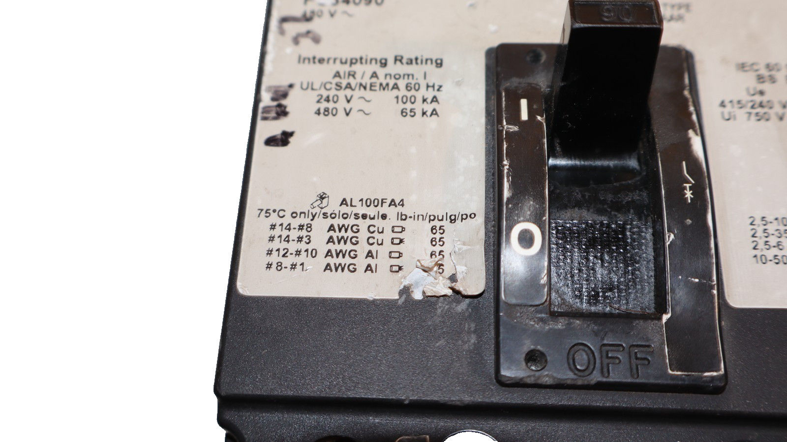 Square D 90AMP Circuit Breaker FC34090 480VAC