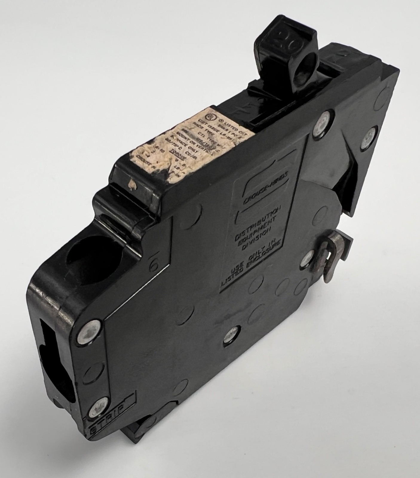 Crouse Hinds 20 Amp 1 Pole Type MM MH120R Circuit Breaker Right Clip