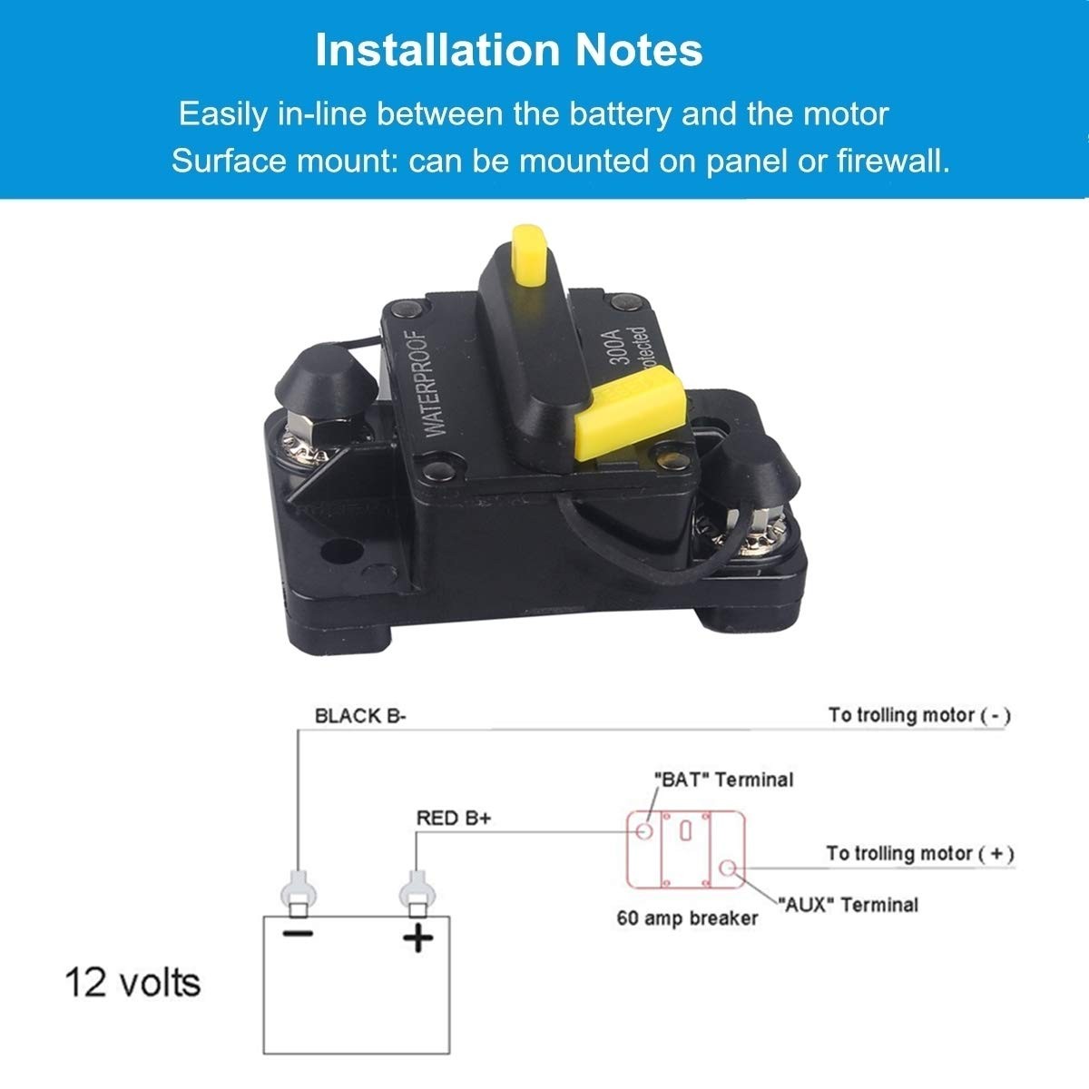 250 Amp Circuit Breaker Dc 12v 48v Waterproof 30a300a Manual Reset Fuse Inverter