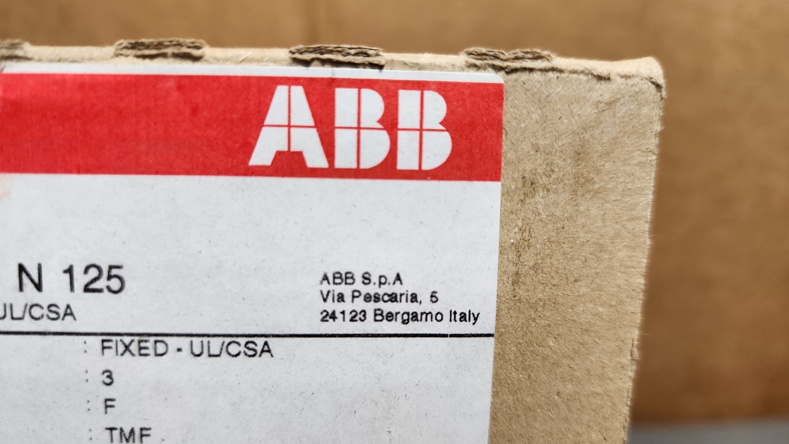 ABB SACE TMAX XT1 N 125 CIRCUIT BREAKER 15 AMP, 3 POLE *PI