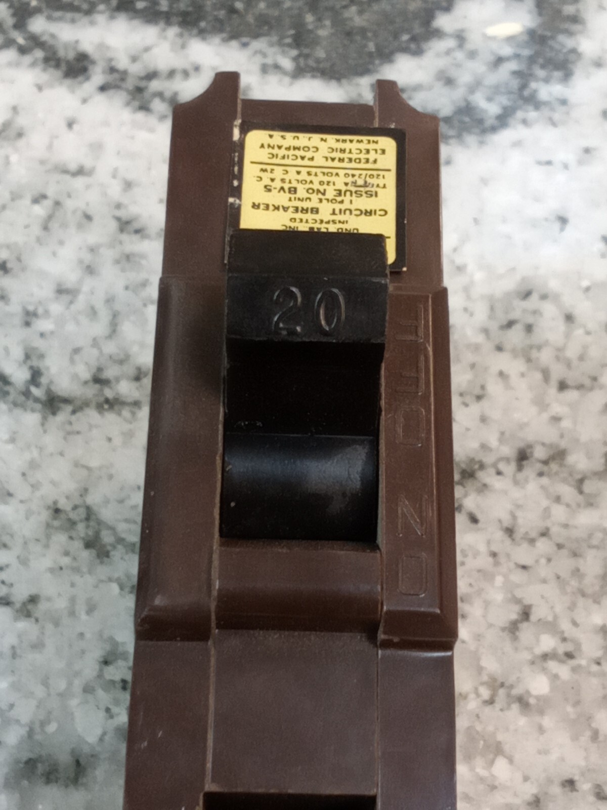 FPE/NA120/20A/1P/120V/FEDERAL PACIFIC/FULL SIZE/CIRCUIT BREAKER/(L267)