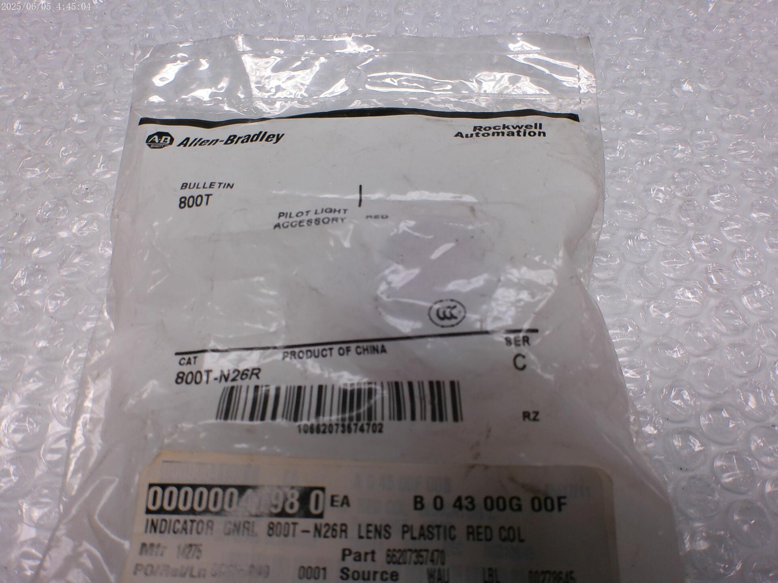 ALLEN BRADLEY 800T-N26R SER.C LENS RED NSMP.