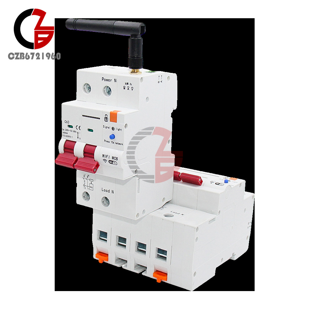 Tuya WIFI/Zigbee AC Smart Circuit Breaker Metering Remote Control On-Off Breaker