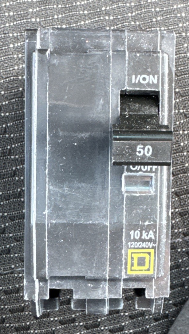 Square D 2-Pole Standard Trip Indoor Circuit Breaker 50A 120/240V, 1.48 W x 3.5