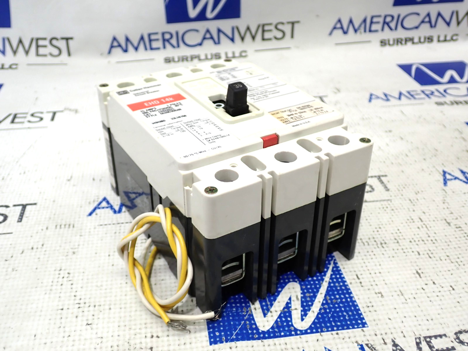 Cutler Hammer EHD3035 3 Pole 35 Amp 480 Volt Breaker W/ 48/127V Shunt Tested