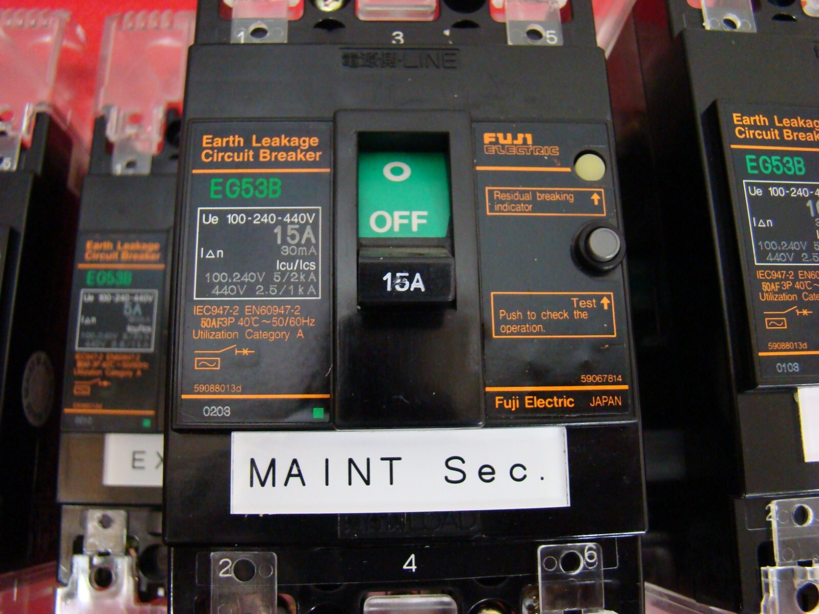 FUJI EG53B 3 Pole (5A) (10A) (15A) (20A) (40A) 50A Leakage Circuit breaker