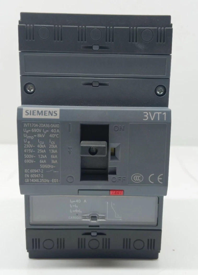 SIEMENS 3VT 1 CIRCUIT BREAKER 3VT1704-2DA36-0AA0 3 POLE 40 AMPS