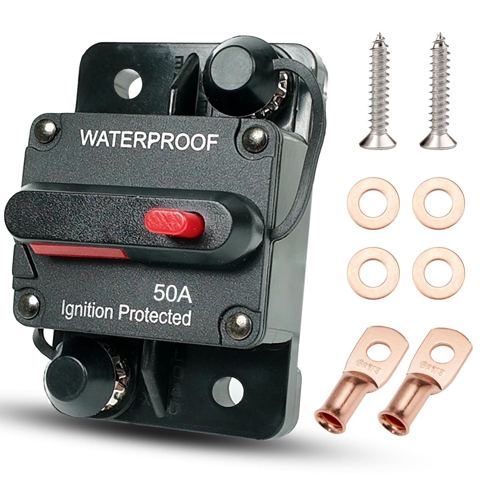 50A 12V48V DC Waterproof Manual Reset Car Circuit Breaker Marine Automotive
