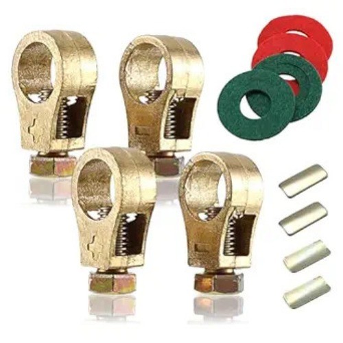 2 Pairs Battery Terminal Connectors Clips with Washers, Pure Copper Top Post Cla
