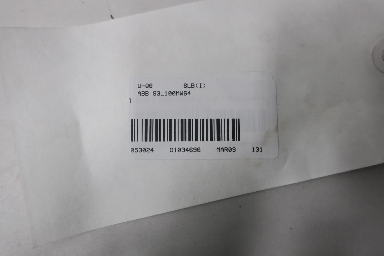 Abb S3L100MWS4 Molded Case Circuit Breaker 3p 100a Amp 600v-ac