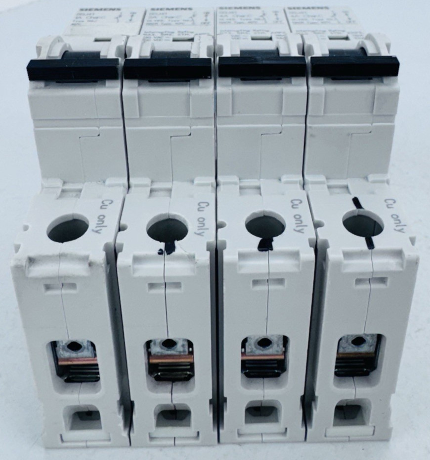 (LOT OF 4) SIEMENS 5SJ41 Circuit Breaker 1A, 2A, 4A 240VAC 1Pole *WARRANTY*