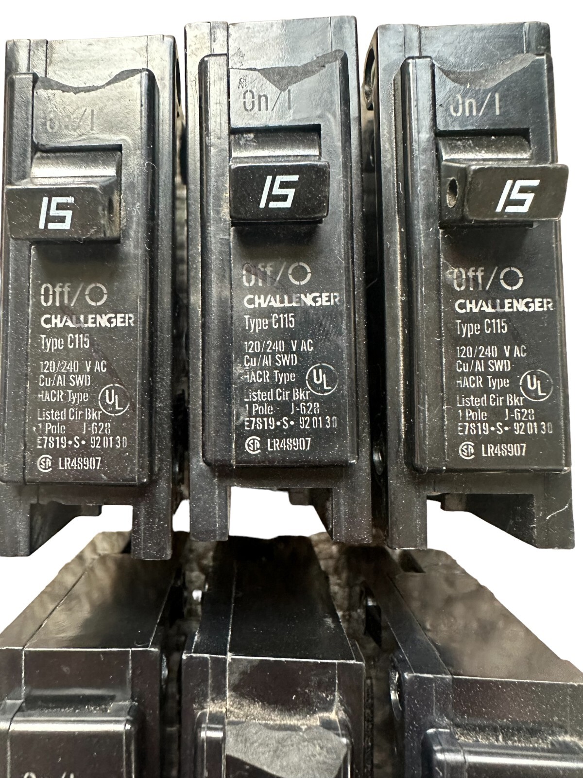 Lot of 6 Challenger C115 Circuit Breaker 15A 1-Pole 120V Type C Interchangeable