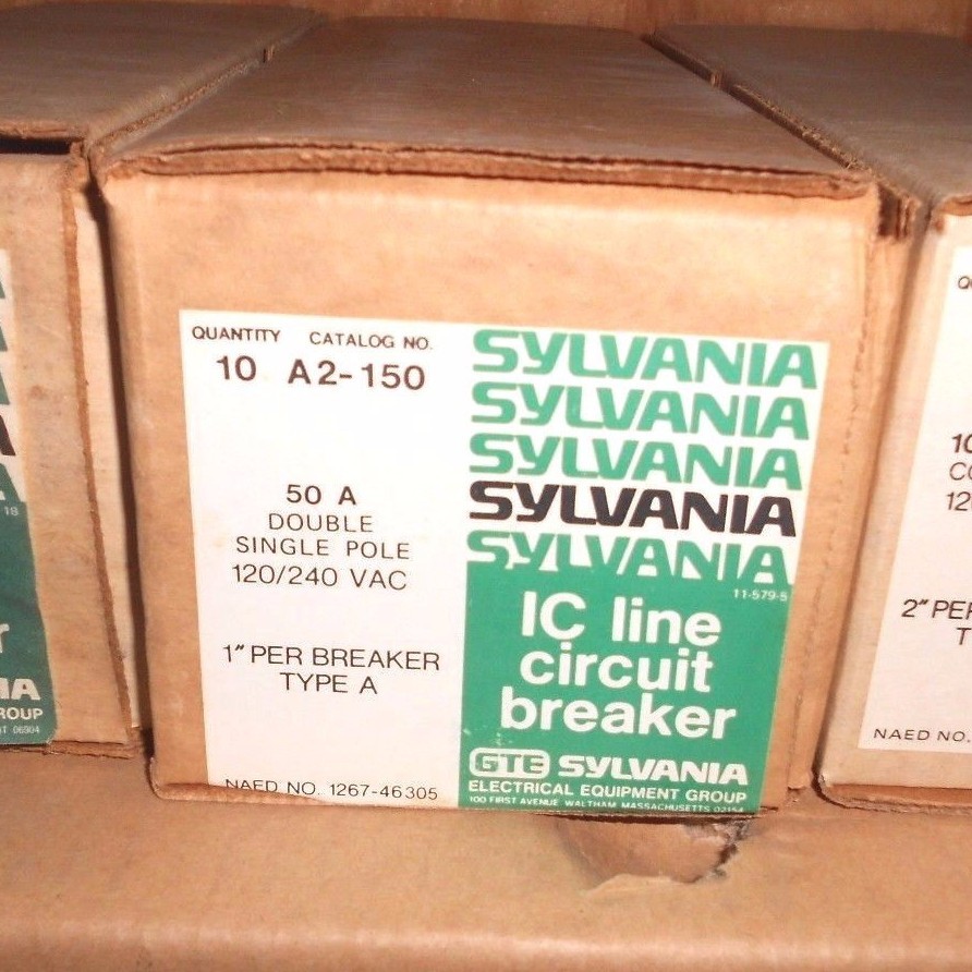 2-PK 50A GTE Sylvania Double Single Pole Type A Circuit Breaker A2-150 NEW