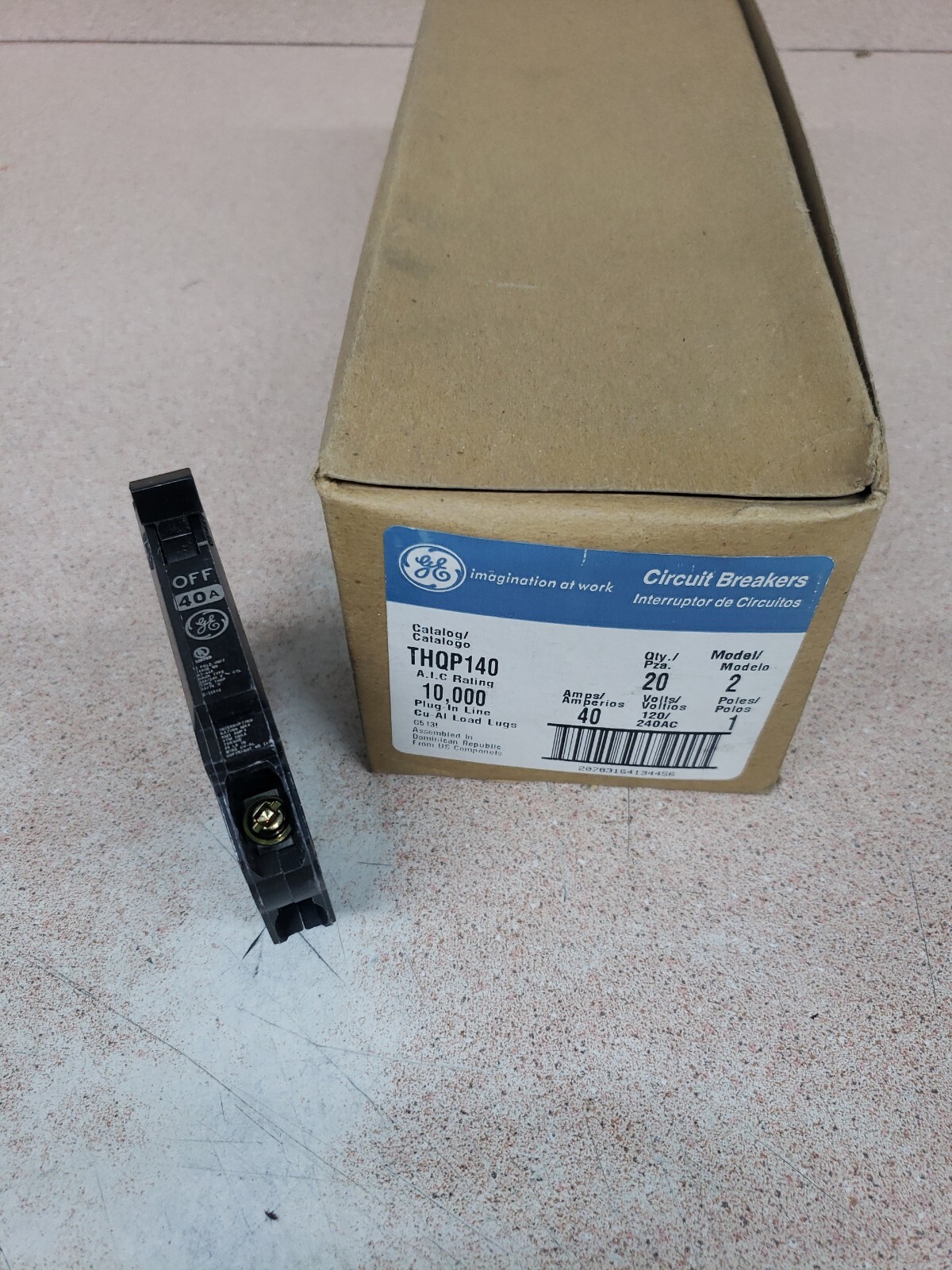 (1) New in Box! GE THQP140 40A Single-Pole Standard Trip Circuit Breaker