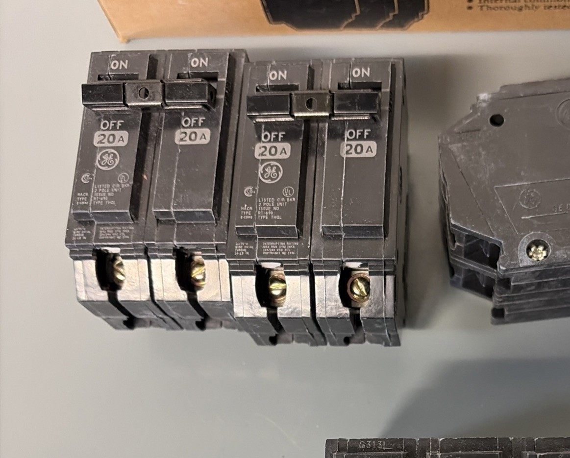 General Electric THQL2120 Circuit Breaker, 2-Pole 20-Amp Thick Series 20A 2P