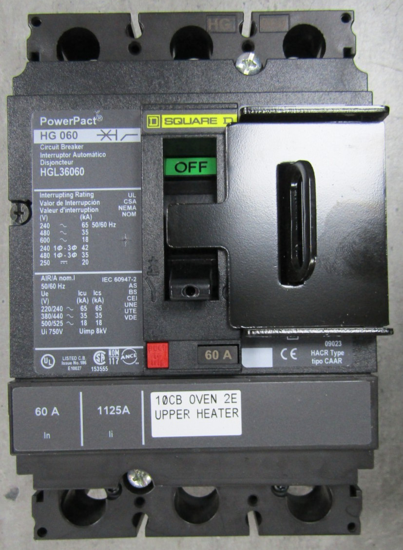 😏 SQUARE D 60 AMP POWERPACT CIRCUIT BREAKER 3 POLE 600 VAC 250 VDC HGL36060