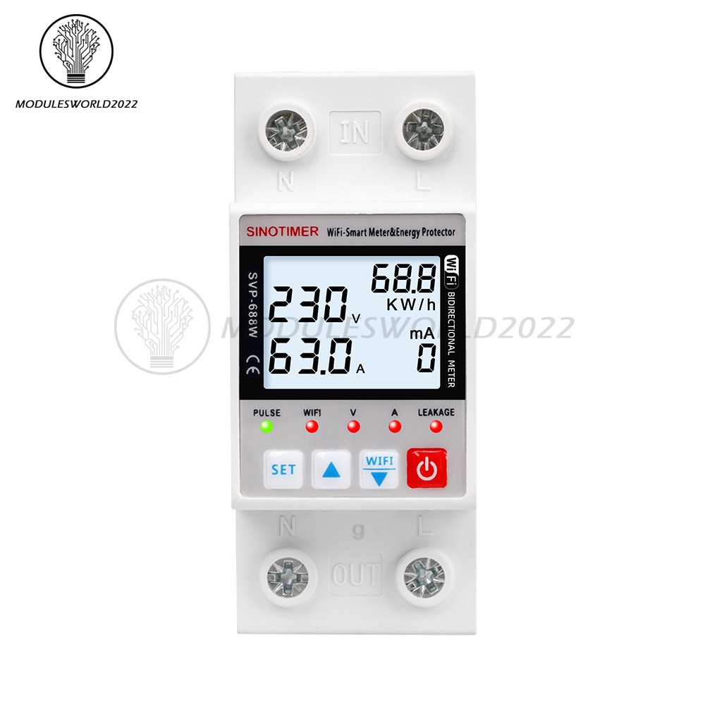 AC220V 63A Tuya Intelligent WIFI Over Voltage Current Protection Power Protector