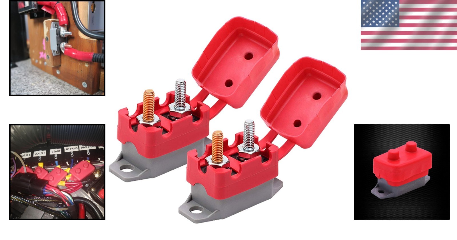 DC 6-48V 20A Automatic Reset Circuit Breaker 2 Pack Bolt On For Automotive Ma…