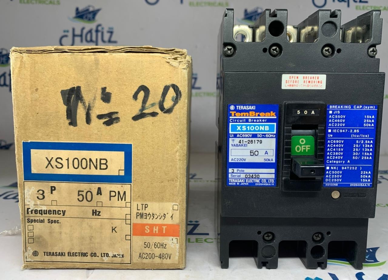 TERASAKI TEMBREAK XS100NB CIRCUIT BREAKER 50A 440VAC 25KA FREE FAST SHIPPING