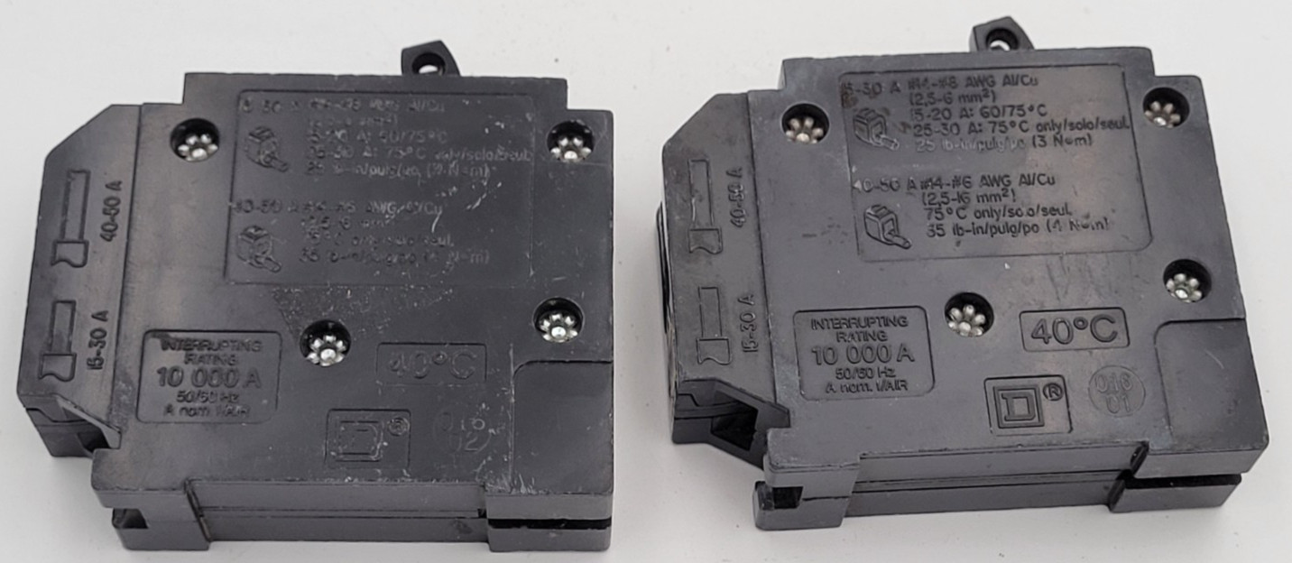 Square D HOMT2020 20A 1-Pole Homeline Twin Tandem Circuit Breaker USED Lot of 2