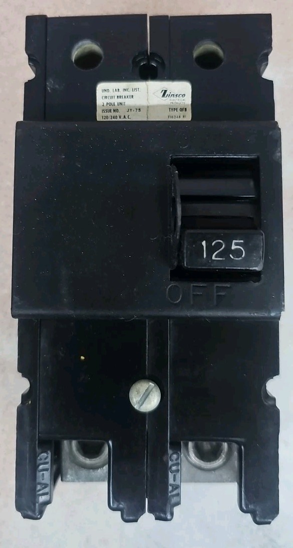 1) ZINSCO QFB24125 BREAKER 2POLE 125A 240V