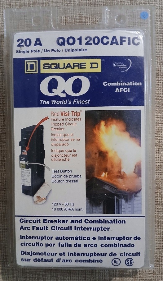 20 A Q0120CAFIC Single pole Square D QO Circuit Breaker New Old Stock