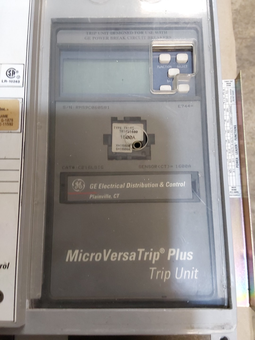 GE 1600A TP1616TTR LI Circuit Breaker 600V General Electric C216LSIG Trip