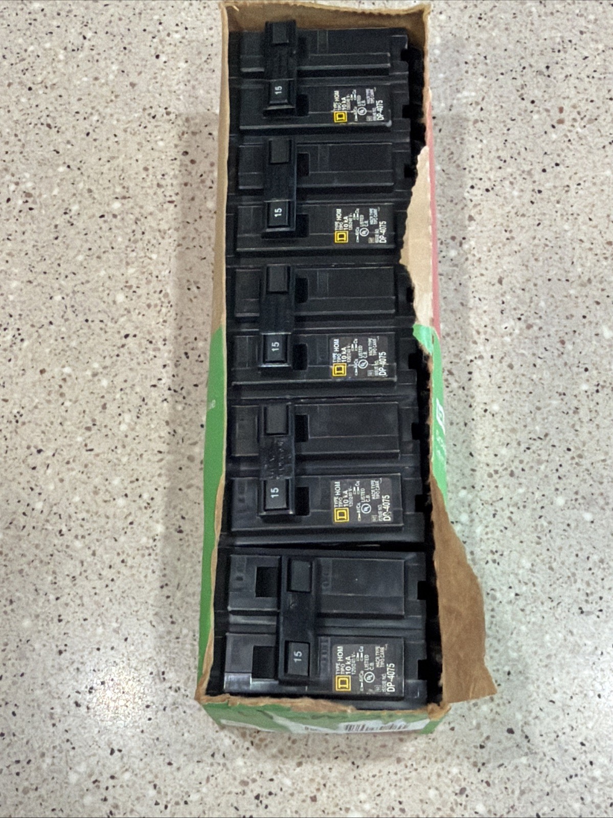 (5) Square D HOM215, 15 A 2 Pole Circuit Breakers (5 PACK) NEW